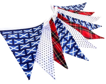 Scottish Bunting with St Andrew's Crosses and red tartan, Burns Night bunting by Nessa Foye Designs