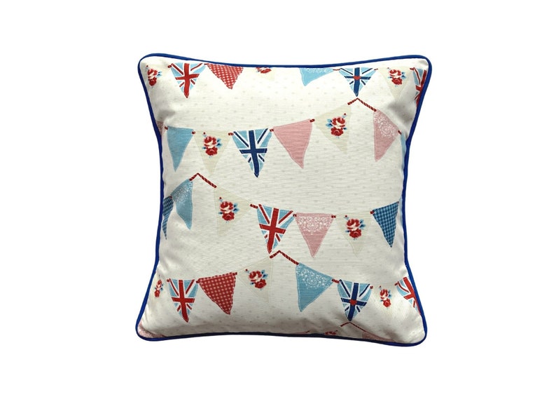 Union Jack Bunting cushion cover , British cushion cover by Nessa Foye Designs , Anglophile gift 