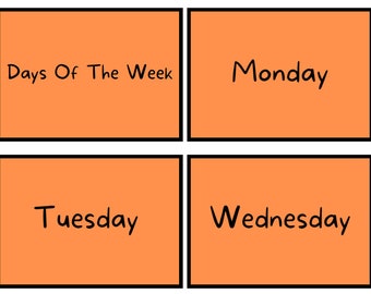 Days of the Week Printable Flashcards Instant Download Days of the Week ...