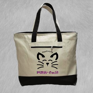 Absolut purr-fect Reißverschluss-Canvas-Tragetasche mit Katzen-Whiskers für Katzenliebhaber