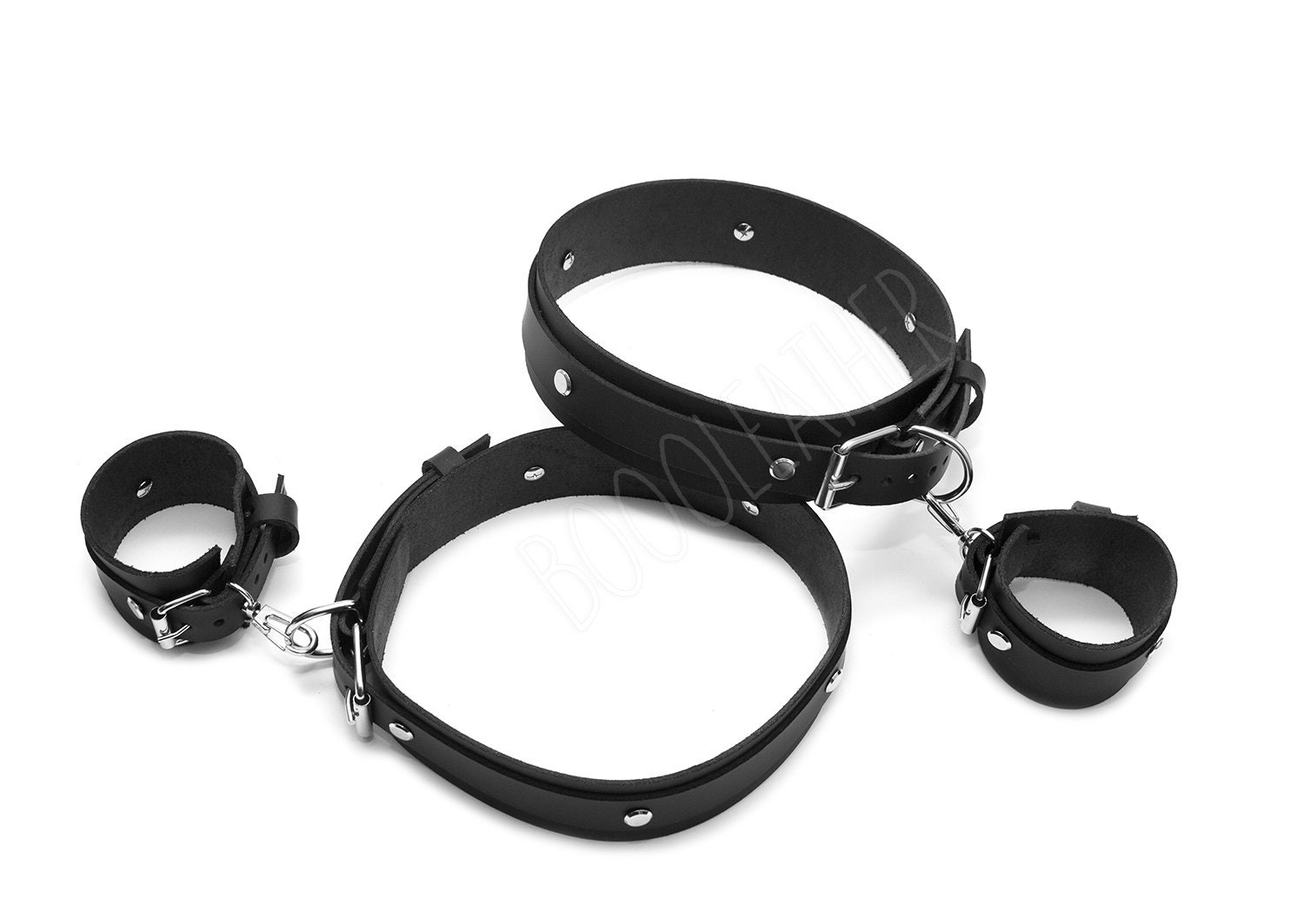 Leather BDSM Handcuffs Fetish harness leg garter Restraints | Etsy