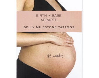 Belly Milestone Temporary Tattoos: Pregnancy Announcement, Baby Bump Photos