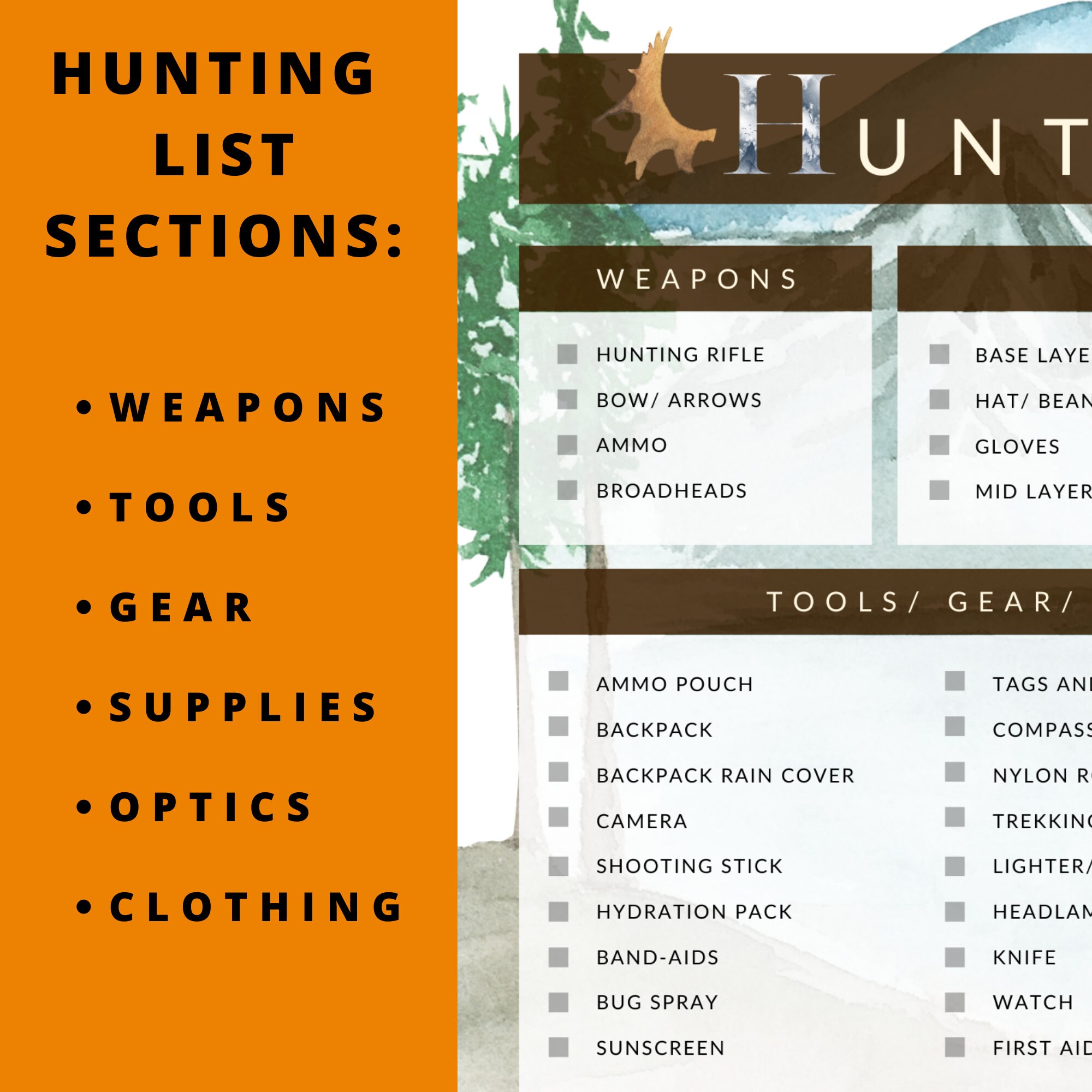 Ultimate Hunting List Printable Hunter's List PDF Etsy UK