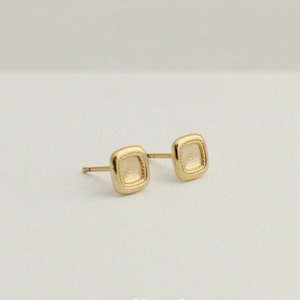 Dainty Gold Square Stud Earrings • Tiny Gold Square Stud Earrings • Geometric Simple Stud • 14K Gold Plated Silver925