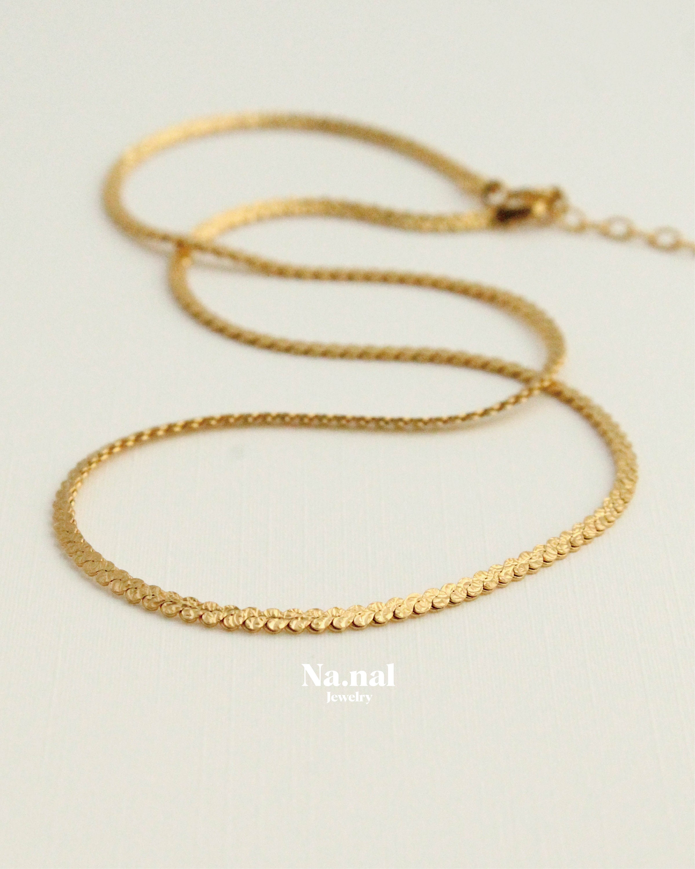 Thin Snake Chain Necklace Flat Herringbone Chain Flat Etsy