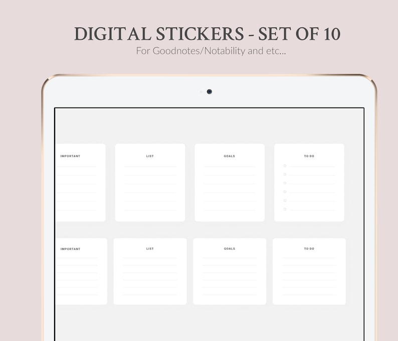 10 Digital Stickers Set Minimalistic Digital Notebook image 0