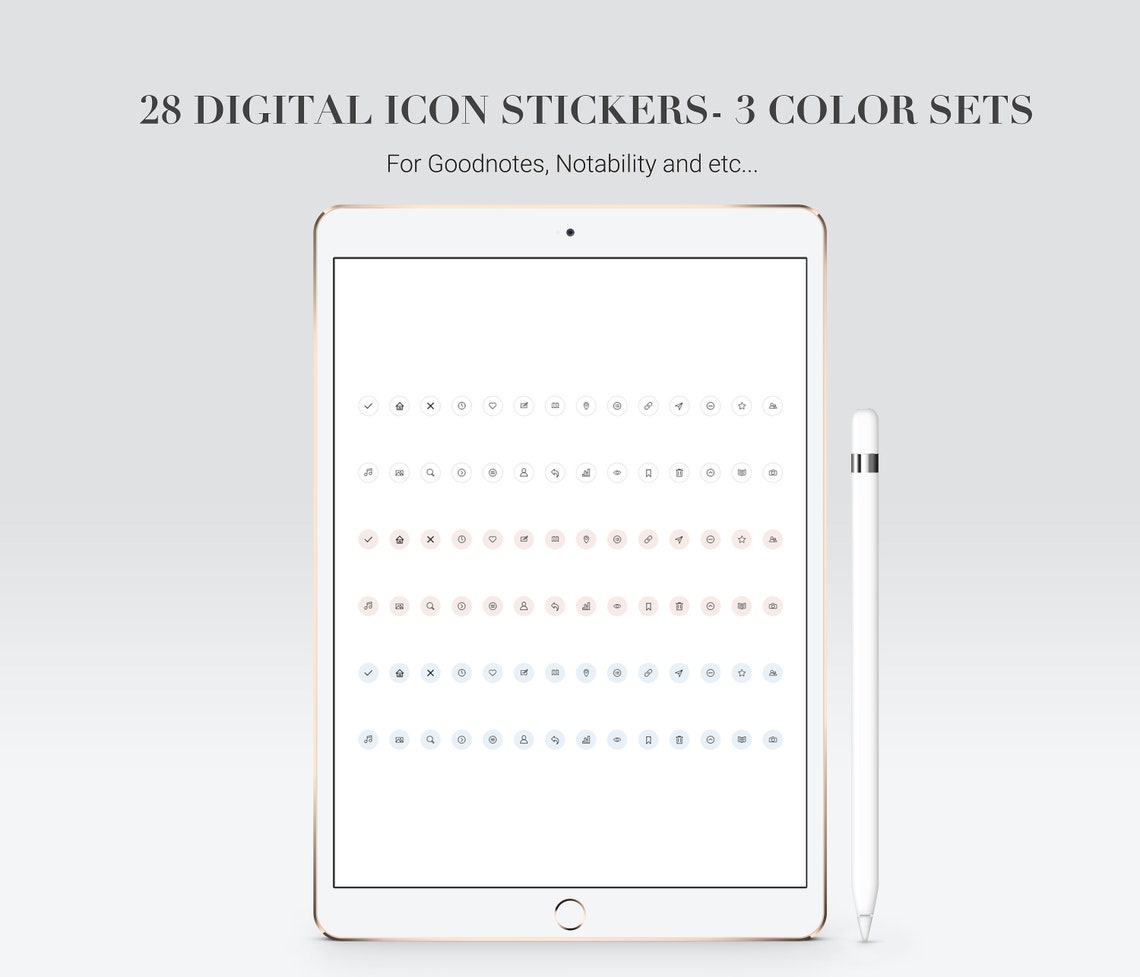 Goodnotes stickers in PNG in pastel. Icon stickers.