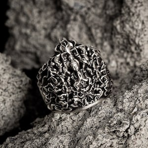 Sahasrabhuja-aryaavalokiresvara ring - sterling silver 925 buddhism, buddha, Bodhisattva, Buddhist saint, the Godness of Mercy
