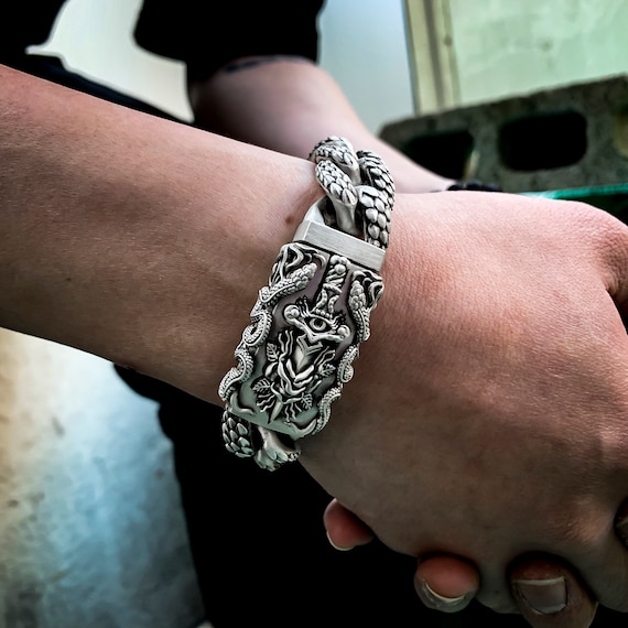 Oxidized Sterling Silver Snake Chain Bracelets Oxidized Sterling Silver Snake Chain Bracelets