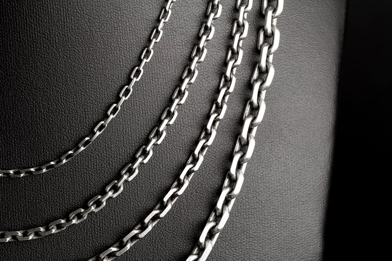 Square Chain Link Necklace 6mm Sterling Silver 925 Etsy