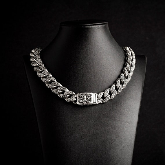 【みん】TODAYFUL Chain Choker (Silver925) 22 Inch 7mm925 Sterling Silver Solid Men's Diamond Cut Cuban