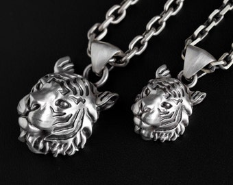 Oxidized Sterling Silver Tiger Pendant Necklace: Animal Charm