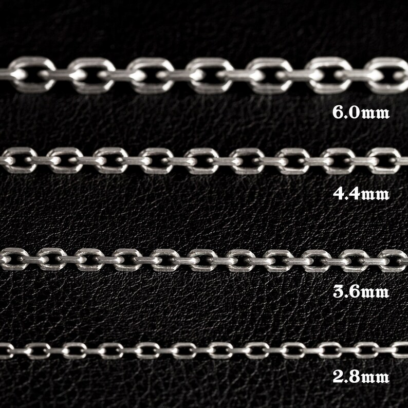 Square Chain Link Necklace 6mm Sterling Silver 925 Etsy