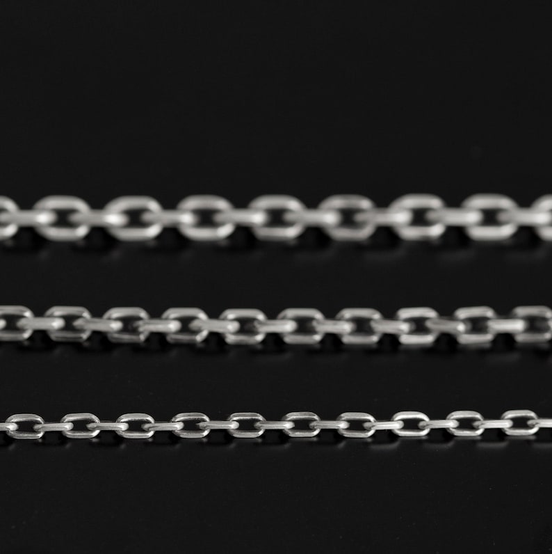 Collier à mailles de chaîne carrées 2.8mm, 3.6mm, 4.4mm argent sterling 925 chaînes à maillons dancrage mat oxydé image 2