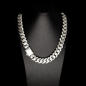 Chamfer chain link necklace - sterling silver 925 solid heavy oxidized chains links necklaces men man woman women