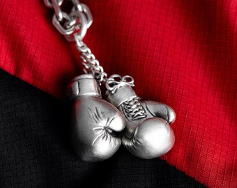 Boxing gloves pendant - left right set sterling silver 925 oxidized