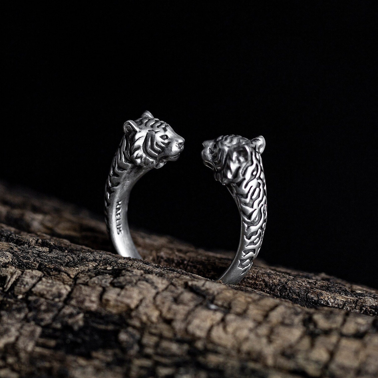 Black Tiger Open Ring Sterling Silver 925 Oxidized Matte Etsy Canada