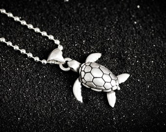 Collier pendentif tortue -Argent Sterling 925 Bijoux Hommes Femmes Mode Asie Corée Amulette Faite à la main Diamant Style Animal longévité longue vie