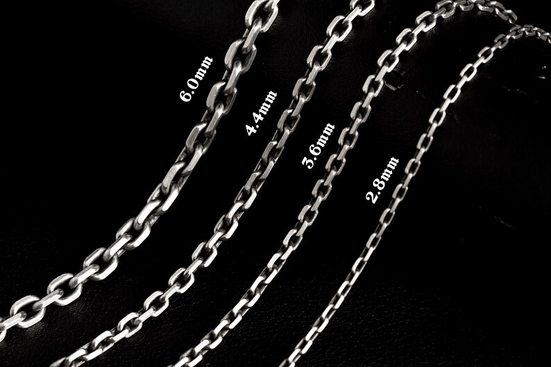 Square Chain Link Necklace 6mm Sterling Silver 925 Etsy