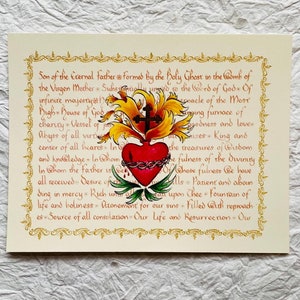 Druckbare Sacred Heart Valentine, Litanei des Heiligsten Herzens von Jesus Kunst, Heiligstes Herz von Jesus Valentine, traditioneller katholischer Valentine