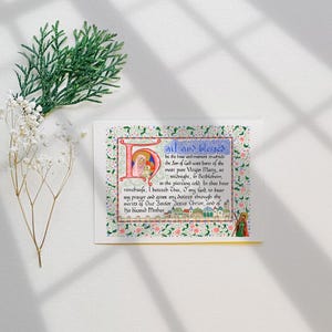 Novena di Sant'Andrea 5 confezioni, biglietti di Novena di Natale, arte della Novena di Sant'Andrea, biglietti di Natale cattolici tradizionali, miniatura del manoscritto, TLM