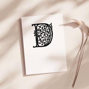 Paquete de 10 tarjetas de felicitación con monograma de la letra D, regalo para mamá, papelería para ella, logotipo de la letra "D", caligrafía hecha a mano.