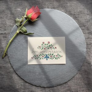 Carte d'anniversaire française, Bon d'anniversaire, fleur de lys, anniversaire francophile, carte d'anniversaire élégante, anniversaire classique, art fleur de lys