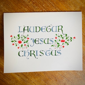 Confezione da 5 carte Laudetur Jesus Christus, Lodato sia Gesù Cristo, regalo per sacerdote cattolico, cattolico tradizionale, TLM, carte traddie, gladtrad