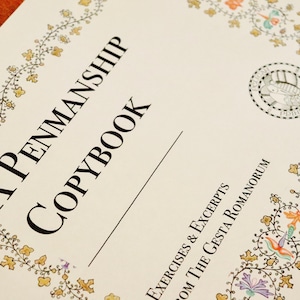 Cuaderno de escritura de uso en el aula, escritura francesa, hojas de trabajo de escritura cristiana, Gesta Romanorum, trabajo de copia de literatura clásica, cursiva