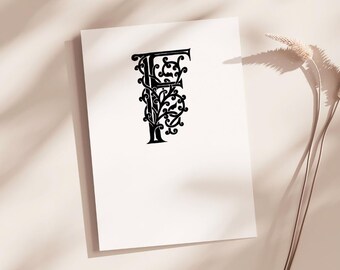 Letter F Monogram Greeting Cards (Pack of 10) | Hand Lettering Art | Calligraphy Stationary