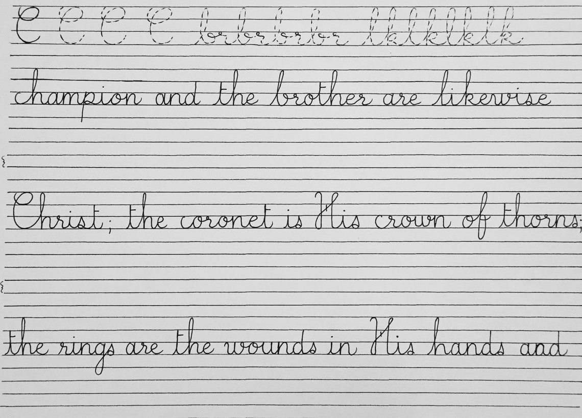 Printable Penmanship Copybook French Script Copperplate Etsy