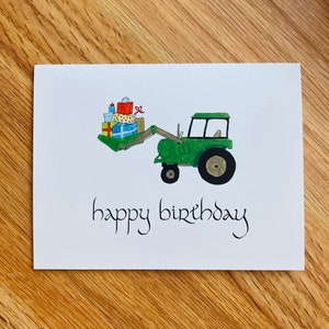 Carte d'anniversaire de tracteur, anniversaire de garçon, fête d'anniversaire à la ferme, illustration de tracteur, calligraphie d'anniversaire, anniversaire de 4 ans, anniversaire de 5 ans