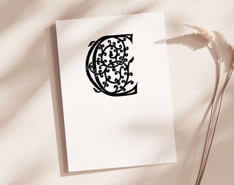 Letter C Monogram Greeting Cards (Pack of 10) | Hand Lettering Art | Calligraphy Stationary