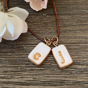 Lower Case Initial Pendant Personalized Jewelry Polymer Clay Charm Handmade Gift Ideas