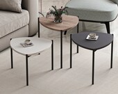 Nesting Coffee Table Set, Three Piece Nesting Table, Set of 3 Coffee Table, Modern End Table, Minimalist Side Table,White,Walnut,Black