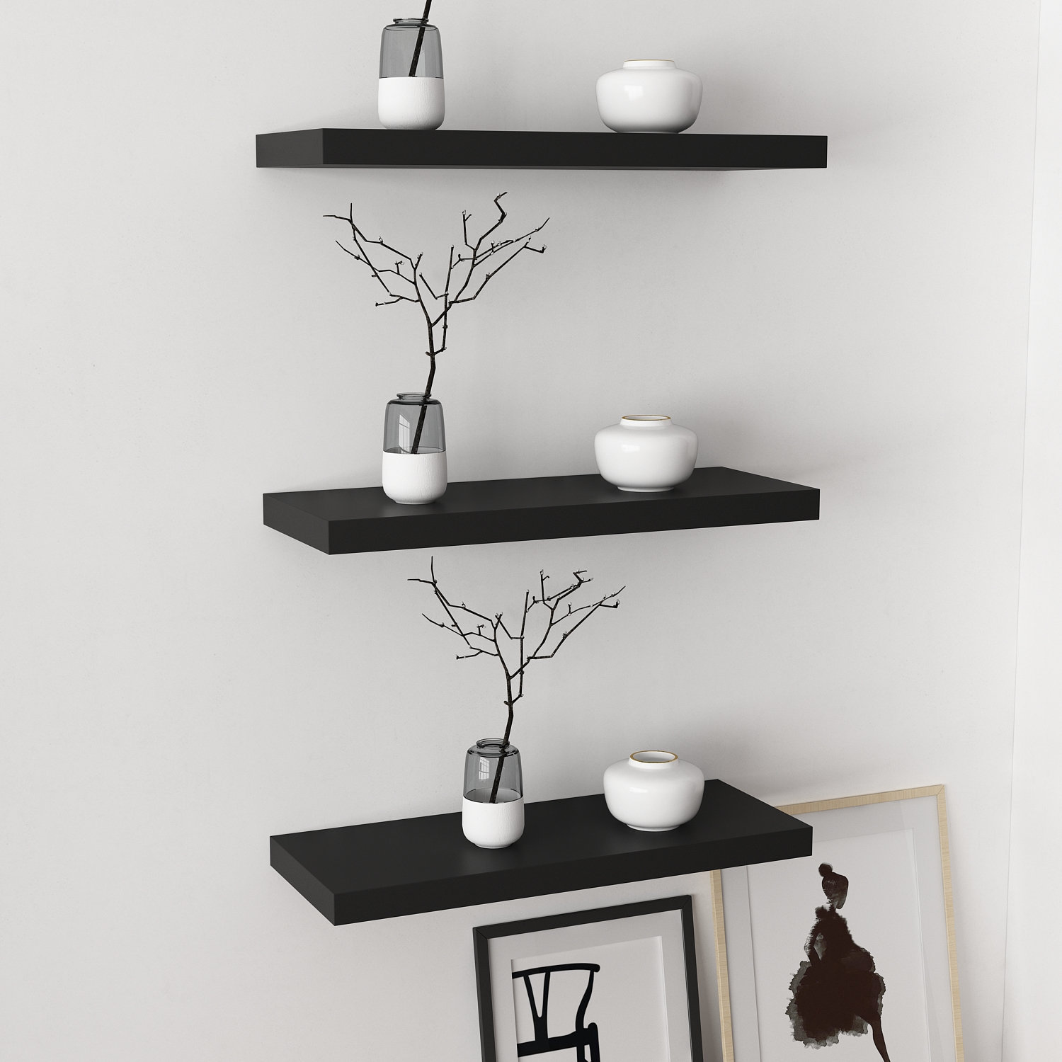 Open floating wall shelving minimalist wall shelf 23 İnch floating Wall