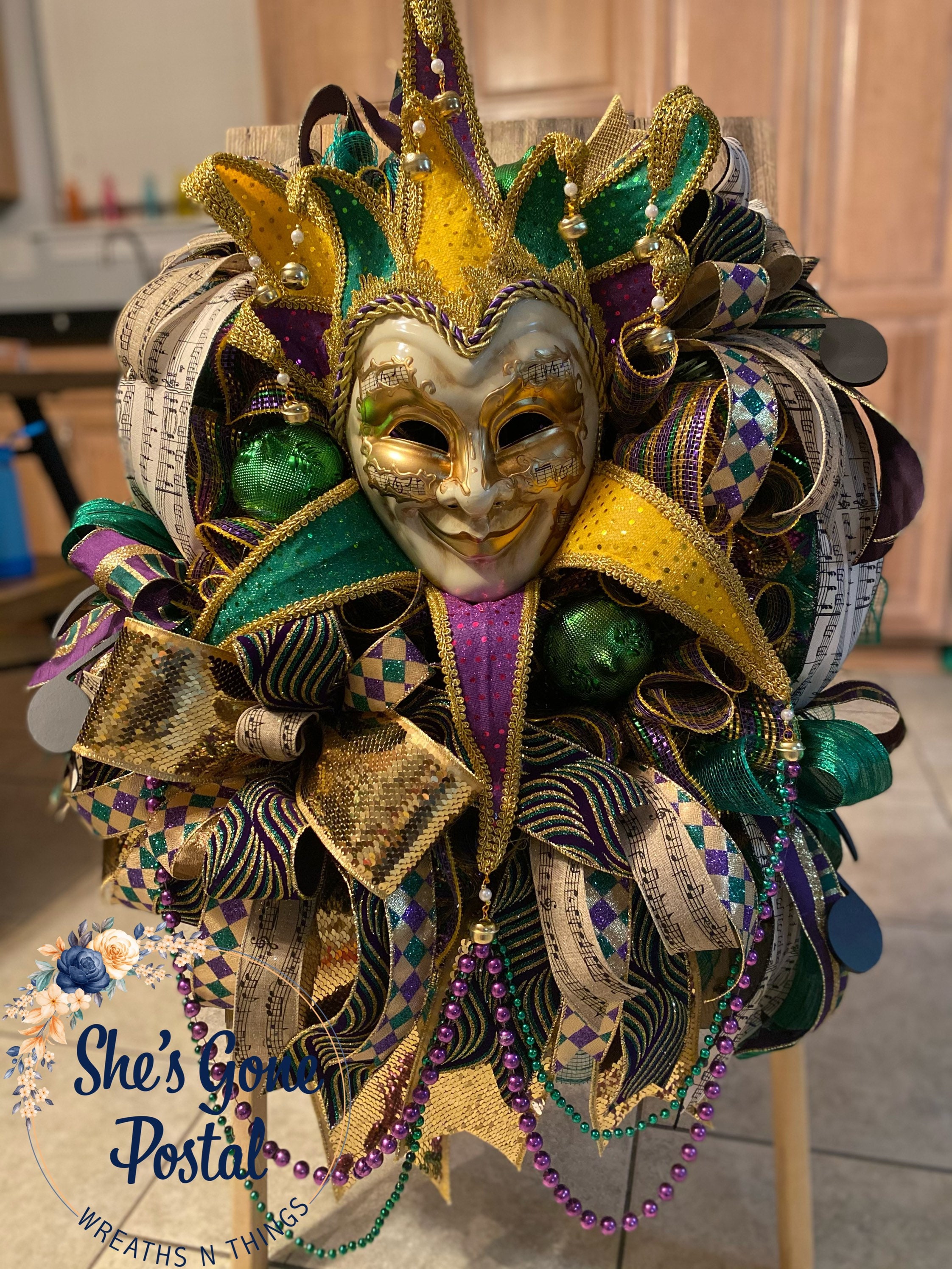 Mardi Gras Wreath, Mardi Gras Wreath for Front Door, Mardi Gras Door