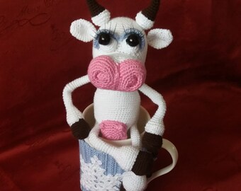 Crochet toy, knitted cow, new year gift, stuffed toy, hand made knitted gift