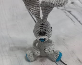 Crochet rabbit mini toy, hand made knitted gift