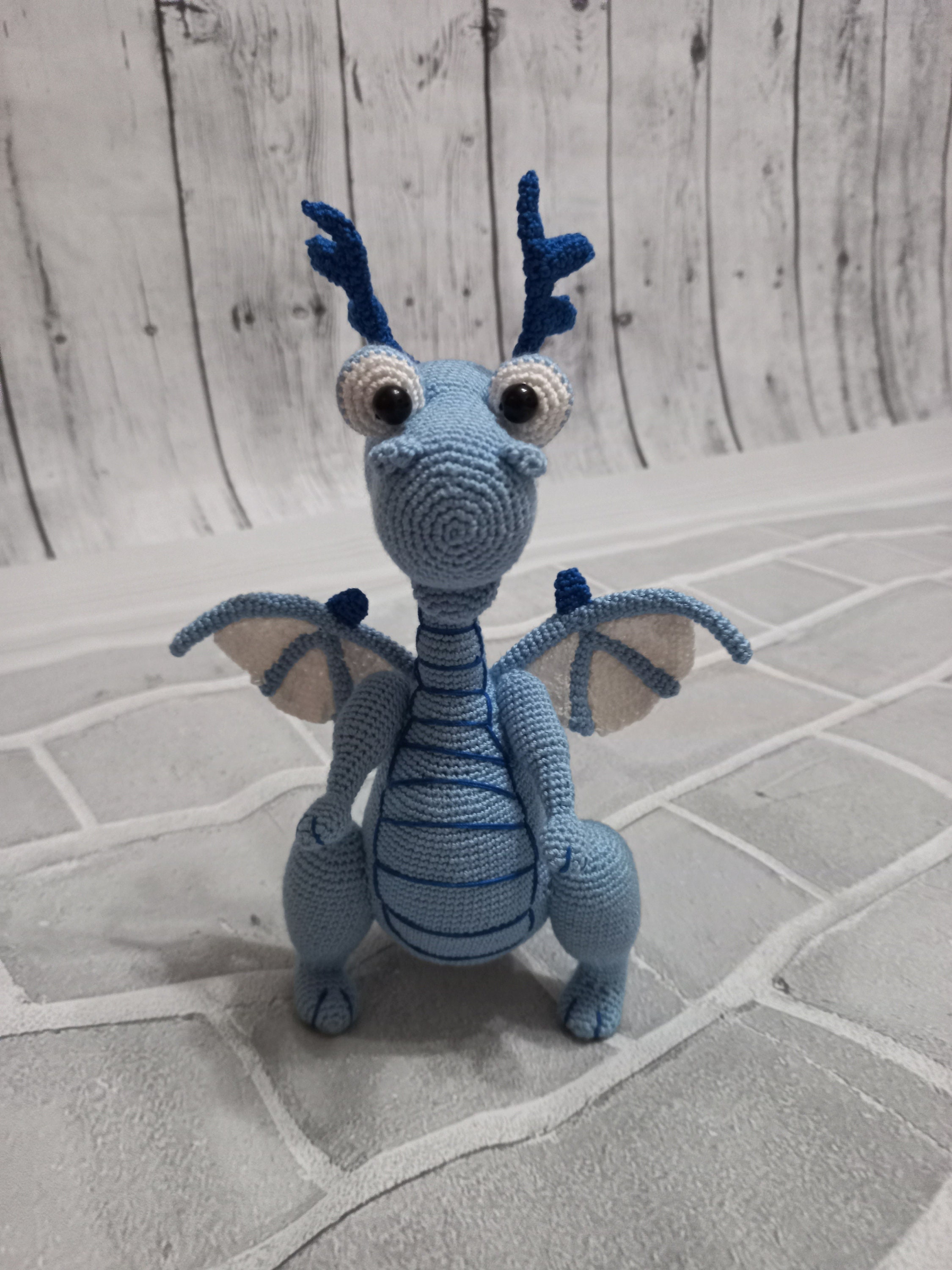 Crochet dragon toy, Doc McStuffins toys, Disney characters, hand made knitted gift
