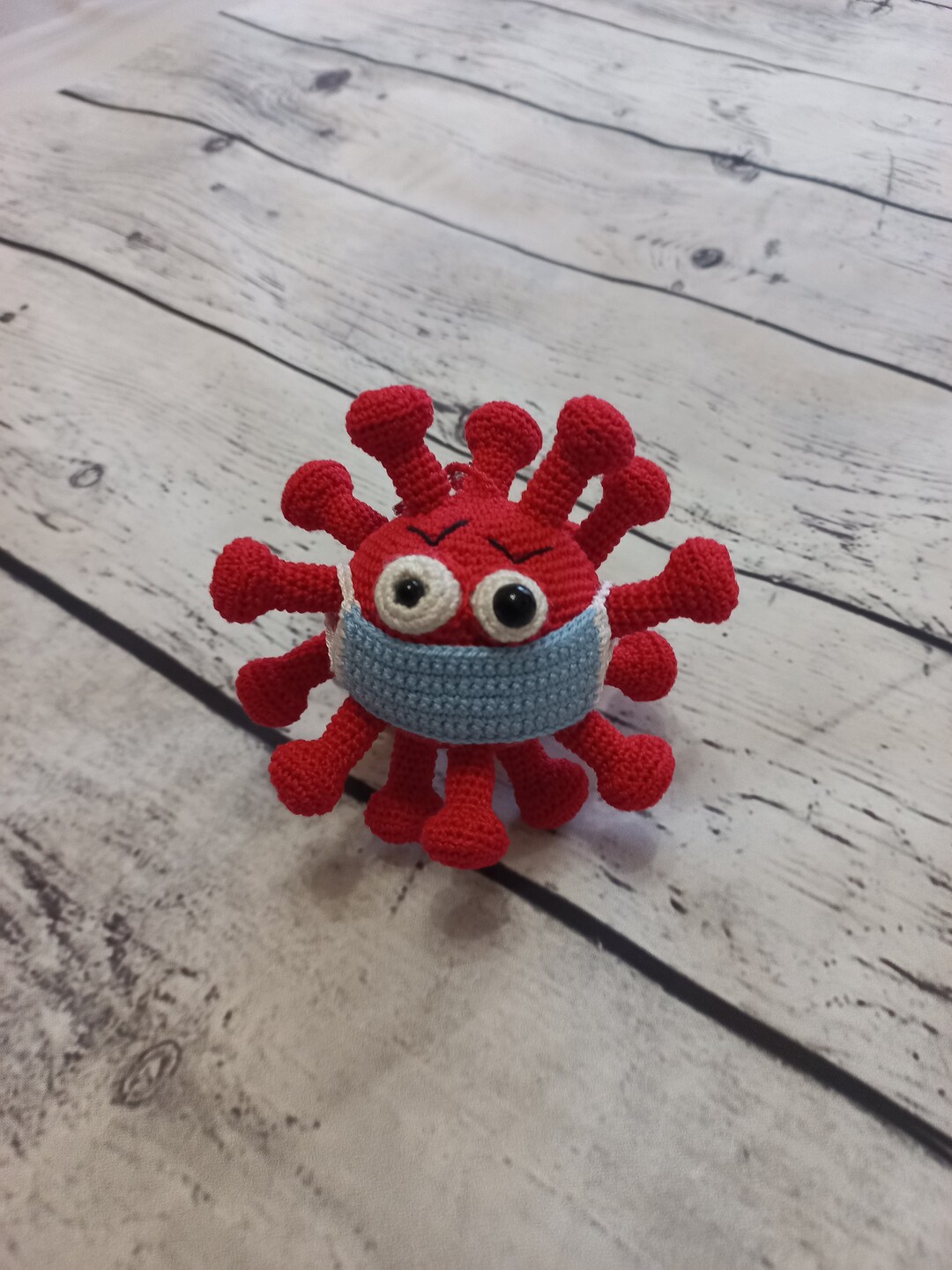 Crochet Toy, Knitted Covid, Valentine's Day Gift, Stuffed Toy Virus