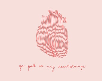 Cute Downloadable Heart Strings Illustration Print for Home Decor