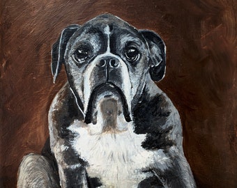 Custom pet portraits, acrylic painted and personalized, made to order