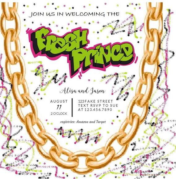 fresh prince baby shower invitations