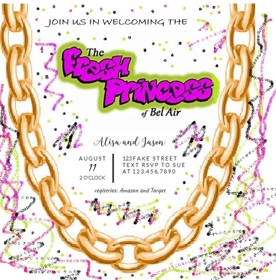 fresh prince of bel air baby shower invitations