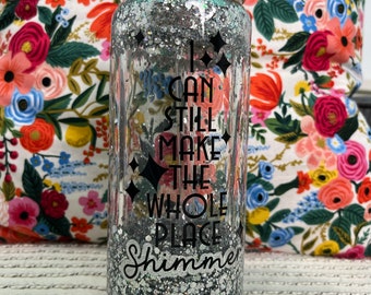 Glitter Snow Globe Glass Tumbler: Bejeweled Iced Coffee Cup