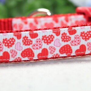 Verstelbare Valentijn Hart hondenhalsband verkrijgbaar in 3 maten: Rood en Wit Hart Valentijn Halsband, Love Hondenhalsband, Hondenaccessoire afbeelding 6