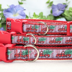 Adjustable Vintage Red Buffalo Plaid Truck Dog Collar  in 3 sizes/ Winter Dog Collar/ Christmas Dog Collar/ Buffalo Plaid Dog Collar