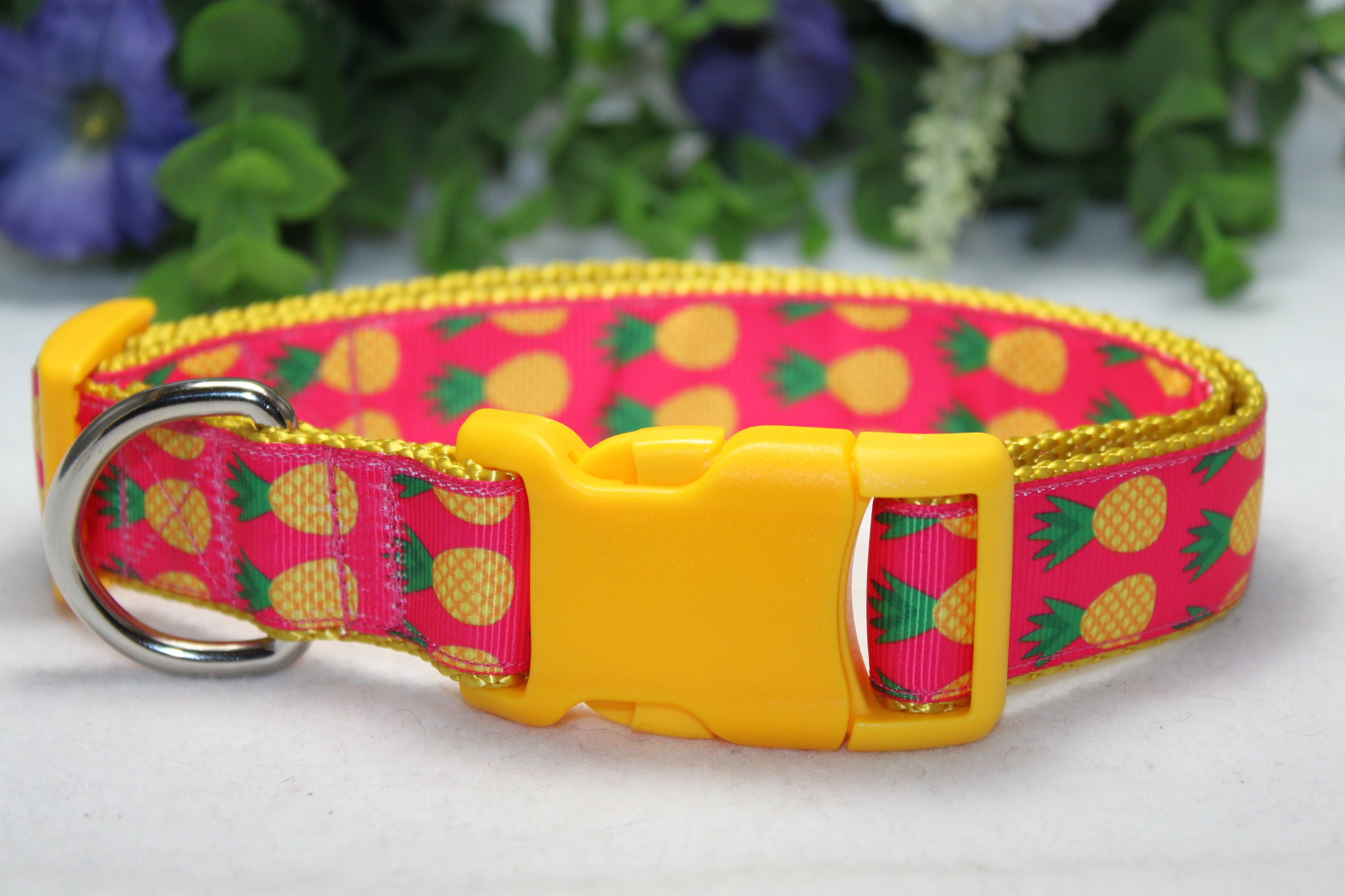 Adjustable Pink Pineapple Dog Collar Available in 3 Sizes/ Etsy