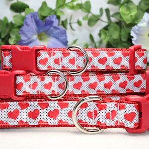 Adjustable Valentine Heart dog collar available in 3 sizes, Red Heart Valentine Dog Collar, Love Dog Collar, Dog Accessory